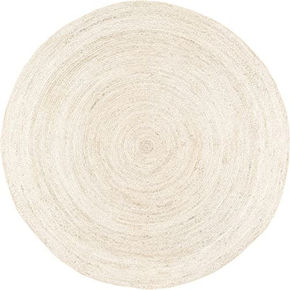 nuLOOM 6 Round Rigo Jute Hand Woven Area Rug, Off White, Solid Farmhouse Design, Natural Fiber, For Bedroom, Living Room, Dining Room, Hallway, Office, Kitchen, Entryway - color: Off White, size: 6' (Round)