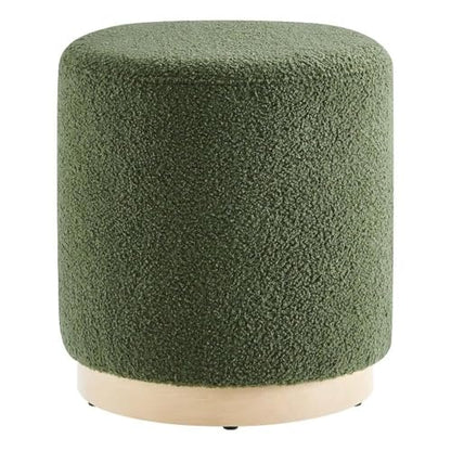 Modway 16" Round Sherpa Upholstered Upholstered Ottoman - color: Moss Green Natural