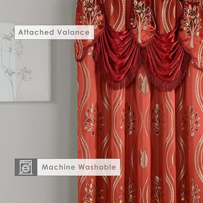 Elegant Comfort Luxurious Beautiful Curtain Panel Set with Attached Valance and Backing 54" X 84 inch (Set of 2), Burgundy (Pack of 12) - color: Burgundy, size: 54"W x 84"L (Pack of 24)