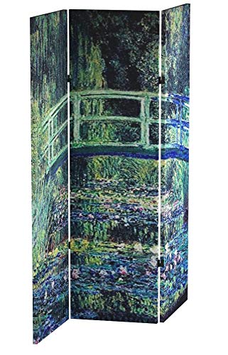 Red Lantern 6 ft. Tall Double Sided Works of Monet Canvas Room Divider - Water Lily/Garden - color: Water Lily/Garden