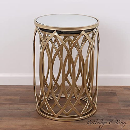 Nested Metal Side Tables - Set of 2 for Living Room & Bedroom (Gold) - color: Trinity - Gold
