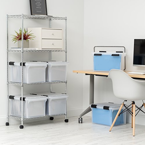 IRIS USA WeatherPro File Box Organizer, Letter/Legal, 32 Qt. Clear | Protect files and paperwork with a durable design featuring secure closure and convenient organization - style: WeatherPro - 1 Pack