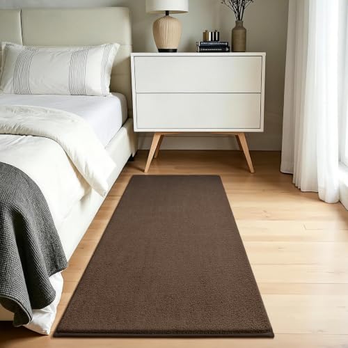 Vasofe 2x4 Brown Runner Rug, Bedroom Hallway Runner Rugs, Memory Foam Rug | Indoor Thickened Bedside Rugs for Kitchen Dorm Kids Boys Room, Machine Washable Low Pile Shag Fluffy Carpets for Entrance - color: Brown, size: 2' x 4' (Rectangular)