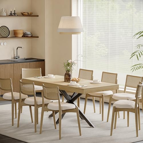 Extendable Dining Room Table for 4 6 8,55"-70" Kitchen Table Leaf,Oak | Expandable Rectangle Dining Table,Wood Dining Table w/ Hidden Leaf & Storage, Space Saving, Kitchen Dining Living Room,Modern - color: Removable Leaf 55"-71" Oak