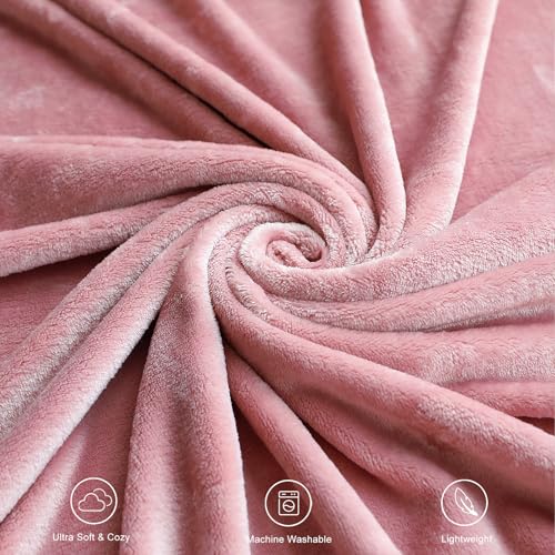 TASTHROW Pink Throw Blanket 50x60 Inches | Soft Plush Cozy Fleece Flannel Throw Blanket, Lightweight Warm Throws for Bed, Couch, Bedroom and Living Room, All Seasons - color: Pink, size: 50"x60"