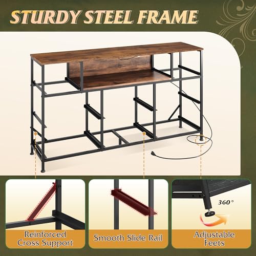 WLIVE LED Dresser TV Stand for 55 Inch TV, 8 Drawers, Pattern | Fits TVs up to 55 inch, 8 fabric drawers, LED chest of drawers, Built-in power outlet, Living room or bedroom - color: Pattern