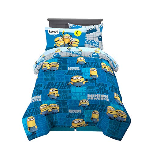 Franco Kids Bedding Super Soft Comforter and Sheet Set with Sham, 5 Piece Twin Size, Minions The Rise Of Gru - color: Minions the Rise of Gru, size: Twin