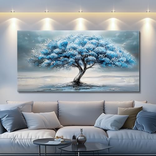 FUHAIHUA Canvas Wall Decor For Living Room Wall Art For Bedroom Large Size Office Decorations Blue Tree Paintings Abstract Wall Pictures Artworks ReadyTo Hang Dormitory Home Decoration 20"X40" - color: Blue Tree Paintings, size: 40"L x 20"W
