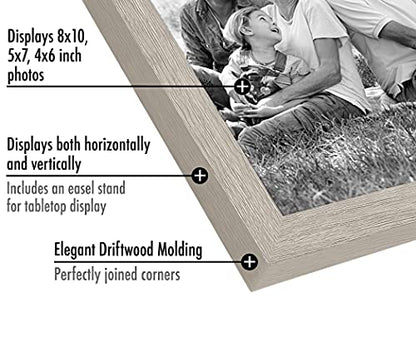 Americanflat Set of 10 Picture Frames with Shatter-Resistant Glass - Gallery Wall Frame Set with Two 8x10, Four 5x7 and Four 4x6 Frames - Signature Collection - Driftwood | Includes two 8x10, four 5x7 and four 4x6, shatter-resistant glass, hanging hardwar