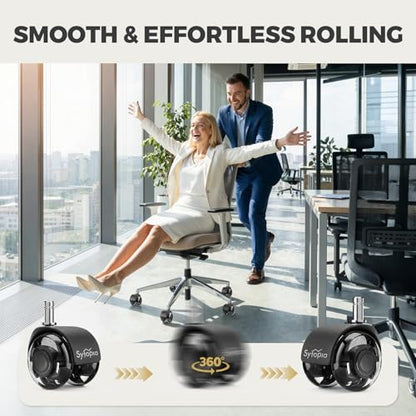 Office Chair Wheels 2" Desk Chair Caster Wheels Smooth Roller Style Quiet for Carpet and Hardwood Floors Universal Fit 11x22 mm Set of 5 Black - color: Black-2 Inch