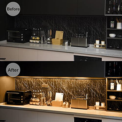 Under Cabinet LED Lighting Kit Plug in or Hardwired, 6 pcs 12 Inches Light Strips, 2000 Lumen, Super Bright, for Kitchen Counter, Closet, Shelf Lights, 31W, Warm White (6 Bars) - color: Black Cable-Warm White 3000K