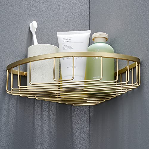 Bathroom Corner Shower Caddy Organizer, Corner-Hollow Design, SUS304 Stainless Steel Heavy Duty Rust-Proof Bathroom Shelf Organizer Holder, Wall Mounted Storage Rack, Brushed Gold - color: 02#Gold, size: Hollow Angle