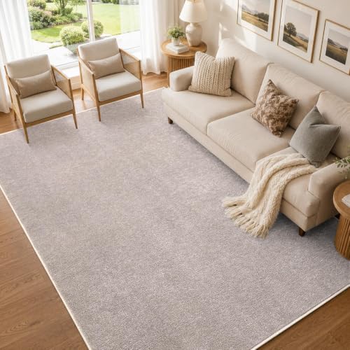 6x9 Large Oatmeal/White Area Rug Non-Slip Washable for Living Room Bedroom | Soft丨Stays Put丨Low Pile Thin丨Lays Flat丨Kid & Pet Friendly丨Dorm丨Dining Room丨Nursery丨Playroom丨Indoor丨Laundry丨Carpet丨Home Decor - color: Light Tan, size: 6' x 9' (Rectangular)