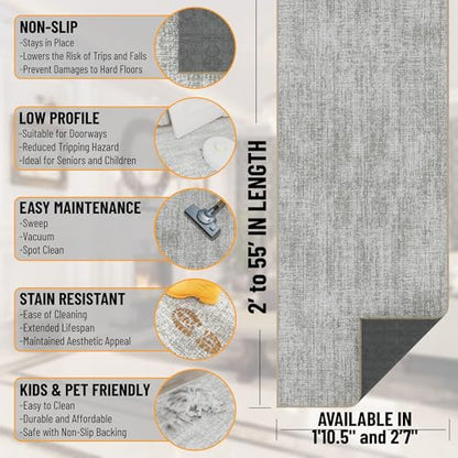 Ottomanson Kitchen Runner Rug 1'10.5" x 6' – Machine Washable Soft Non-Slip Rug, Quick Dry Low Pile Carpet for Kitchen, Bathroom & Entryway, Solid Beige - color: Solid Beige, size: 1'10" x 6' (22" Wide)