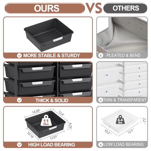 10 Drawers Rolling Cart with Wooden Tabletop, Utility Storage Cart with Wheels, Art Supply Craft Organizer on Wheel with Metal Frame & Handles for Home Office School,Black | Easy Setup, Large Capacity, Sturdy Build, Lockable Mobility, For office, classroo