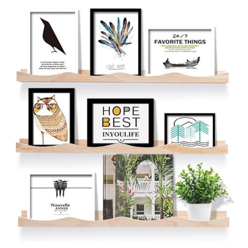 AZSKY Floating Bookshelf for Kids, Cloud Picture Ledge Natural Pine Wood 23.6 Inches Nursery Book Shelves Set 3, Baby Book Shelf for Kids Room, Toddler Room, Wooden Nursery Decor & Book Storage - color: Natural, size: 24Inch