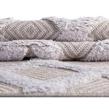 Rugs.com - Sabrina Soto Casa Rug – 4' 5 x 6' Beige Textured Cotton Rug – Modern Geometric Design for Living Rooms and Offices - color: Beige, size: 4'5" x 6' (Rectangular)