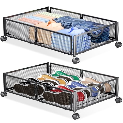 Yecaye 4 Pack Under Bed Storage with Wheels