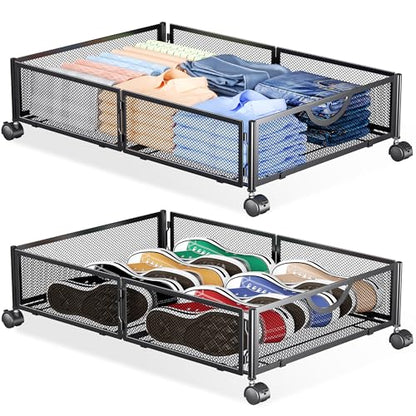 Yecaye 4 Pack Under Bed Storage with Wheels