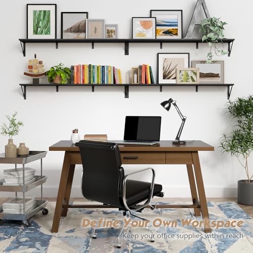 Forbena 48 Inch Long Floating Book Shelves for Wall Set of 3, Black Wall Bookshelves for Living Room, Large Heavy Duty Wood Wall Mounted Hanging Bookshelf for Bedroom Office Library Classroom - color: Black, size: 48“ x 8” Wall Shelf