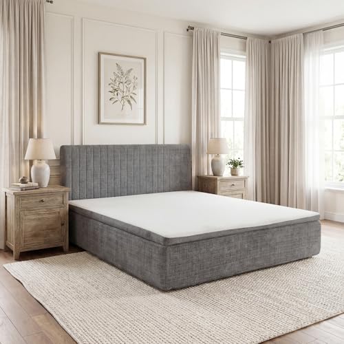 King Compression Bed Boneless Bed Frame with Mattress and Headboard | All-in-One Compression Bed Set No Installation Required Automatic Rebound Ideal for Bedrooms Apartments and Rental Properties - color: Grey, size: King