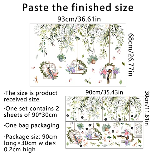 Runtoo Birdcage Plant Leaves Wall Stickers Flower Hanging Vine Wall Decals Living Room Bedroom Nursery Home Decor - color: Hanging Vines Birdcage