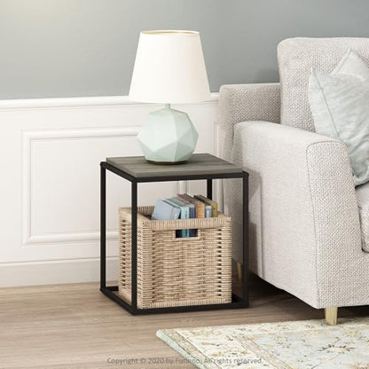 Furinno Moretti Cube Modern Stackable End Table Shelf, French Oak Grey - color: French Oak Grey, size: Stackable Cube