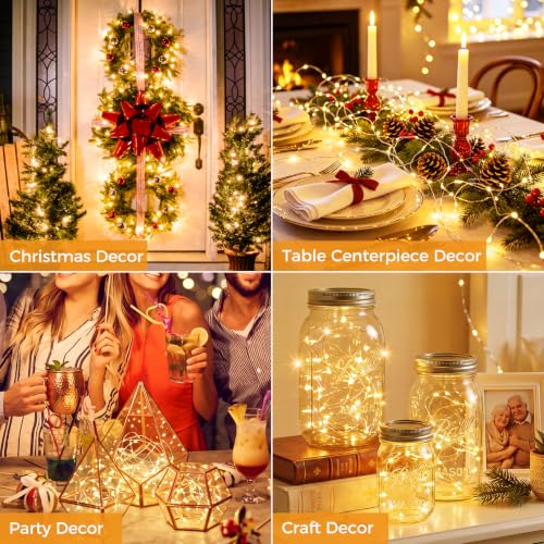btfarm 20 Pack Fairy Lights Battery Operated Twinkle Lights with 3 Modes | 7Ft 20 Led String Light, Waterproof Bulk Small Mini Silver Wire for Christmas Mason Jars Wedding Table Centerpiece,Warm White - color: Warm White, size: 20 Pack