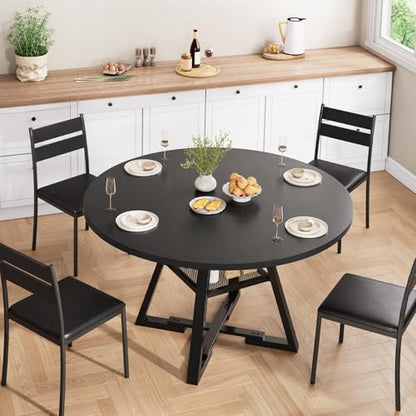 Jocoevol Round Dining Table for 4,Kitchen Dining Room Circle Dinner Pedestal Table,Space Saving Wood Kitchen & Dining Room Furniture (Black, 42In) - color: Black, size: 42In