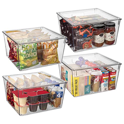 ClearSpace Plastic Storage Bins with Lids, Pantry Organizer, XL, 4 Pack | Plastic storage bins with lids for pantry organization and refrigerator storage - size: 4 Pack XL