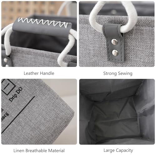 Small Laundry Basket, 50L Foldable Laundry Hamper Organizer with Handles, Fashion Portable Laundry Basket in Bedroom, Laundry Room, Closet, Bathroom, College Dorm (Light Gray) - color: Light Gray