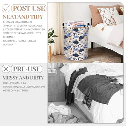Coastal Laundry Basket, Oxford Cloth Nature Peaceful Dirty Clothes Collapsible Hamper for Room Decor, Ocean Beach and Chair Print Gifts Toy Organizer 19.7 * 15.7 Inch for Bedroom Bathroom Dorm - style: Coastal