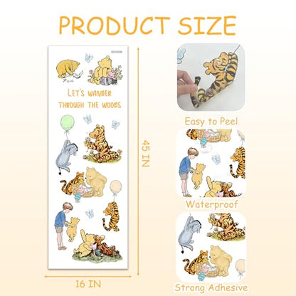 Winnie Character Stickers, Winnie Inspirational Stickers, The Pooh Wall Stickers for Kids, The Pooh Removable Sticker for Baby Kids Nursery Children Room Bedroom Living Room Playroom Wall Decoration - style: Winnie 04