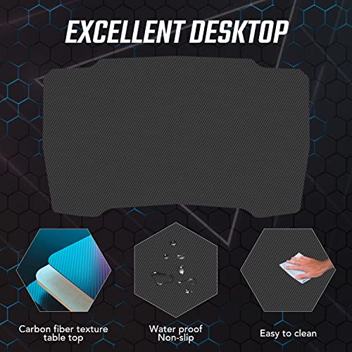 BestOffice | 39" Gaming Table | Red | Z-Shaped Computer Desk | with Steel Frame, Headphone Hook, Adjustable Feet | Carbon Fiber Texture| Easy to Clean | for Gaming, Home Office - color: Red, size: 39 Inch Z Shaped