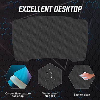 BestOffice | 39" Gaming Table | Red | Z-Shaped Computer Desk | with Steel Frame, Headphone Hook, Adjustable Feet | Carbon Fiber Texture| Easy to Clean | for Gaming, Home Office - color: Red, size: 39 Inch Z Shaped