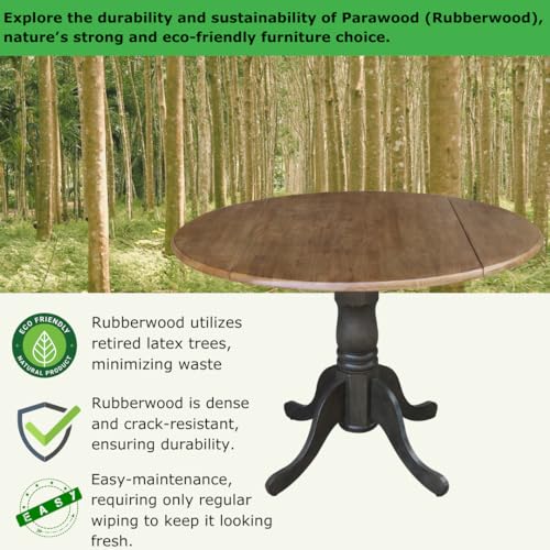International Concepts 42 Inch Dual Drop Leaf Dining Height Table, Hickory/Washed Coal. - color: Hickory/Washed Coal