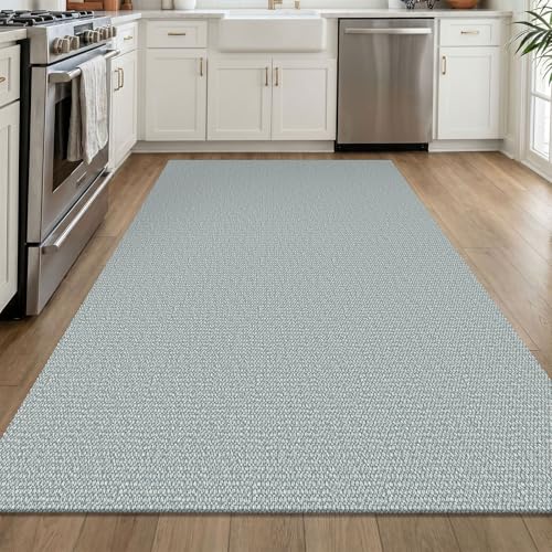 Washable Area Rug, Non Slip Entryway Rug, 4x6 Ft, Turquoise/Gray | Washable Cotton Braided Throw Rug, Non Slip Rubber Dot Backed, For Bedroom, Living Room, Entryway, Kitchen, Foyer - color: Turquoise/Gray, size: 4' x 6' (Rectangular)