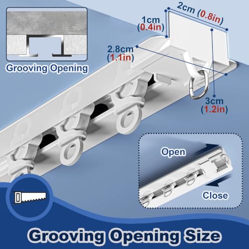 Thin Hidden Curtains Rails Ceiling Mounted Room Divider Curtain Track | Custom Size, Aluminum Heavy Duty Sliding Rod, for Offices Studio Apartments Shower(White,2M/6.6ft) - color: White, size: 2M/6.6ft