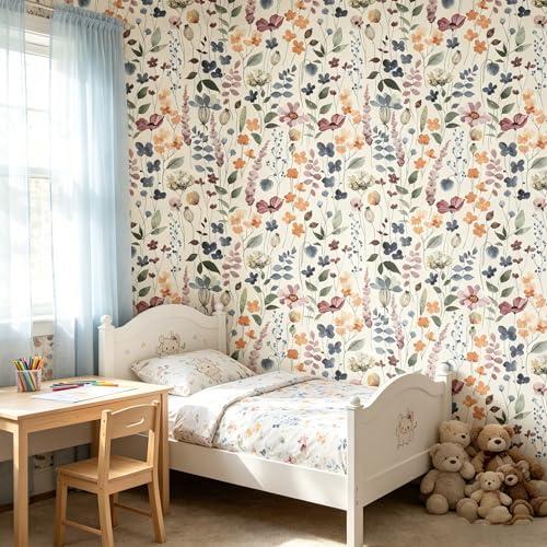 Flowers Peel and Stick self Adhesive Wallpaper Floral - 96''x32'' - color: X04, size: 96"x32"
