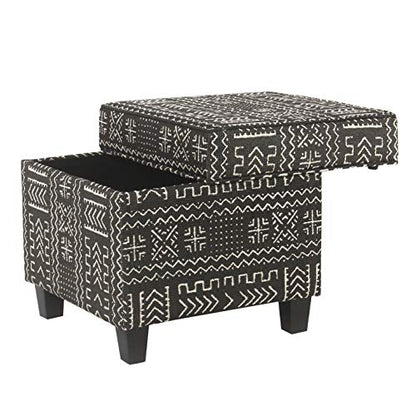 HomePop 18" Classic Square Storage Ottoman - Onyx - color: Onyx