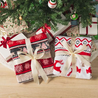 Pavilia Holiday Reindeer Snowflakes Fleece Throw Blanket | Soft, Plush, Warm Winter Cabin Throw, 50x60, Red - color: Holiday - Reindeer, size: 50 x 60 Inches - Throw