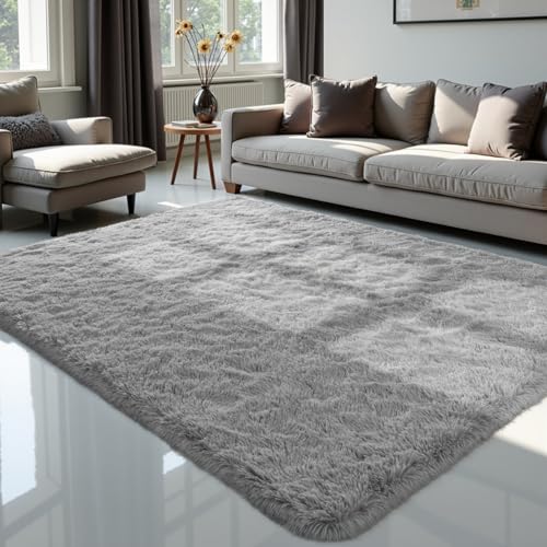 Zentavio Area Rugs for Living Room Large Rugs for Bedroom 5x8 Carpet Fluffy Furry Soft Shag Aesthetic Plush High Pile Gray Throw Rug for Nursery Kids Room Dorm Light Grey - color: Light Grey, size: 5' x 8' (Rectangular)