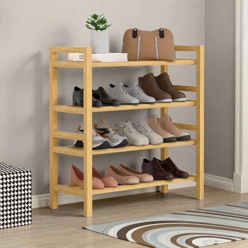 Haddockway Bamboo Shoe Rack Free Standing Shoe Organizer Natural, Natural, 4-Tier(Small) - color: Natural, size: 4-Tier(Small)