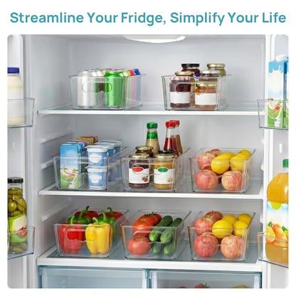 Vtopmart 8pcs Clear Storage Bins with Handles | BPA-free Plastic Storage Containers, Easy to Move, For Fridge Freezer, Pantry Cabinet Kitchen Organization, Built to Last - size: Without Lid