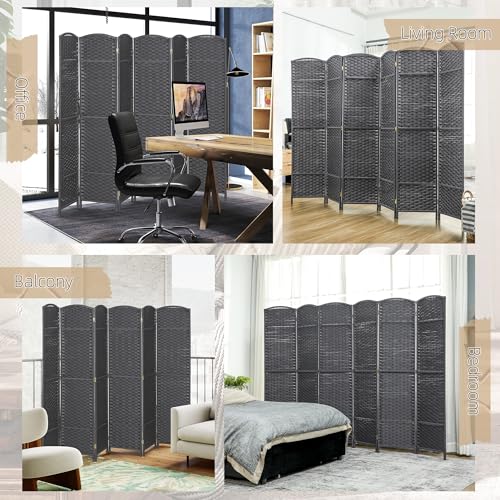 HOMCOM Room Divider 6 Panel Folding Privacy Screen 5.6' Tall Charcoal Gray | Freestanding Partition, Home Office, Bedroom - color: Charcoal Gray, size: 6 Panel