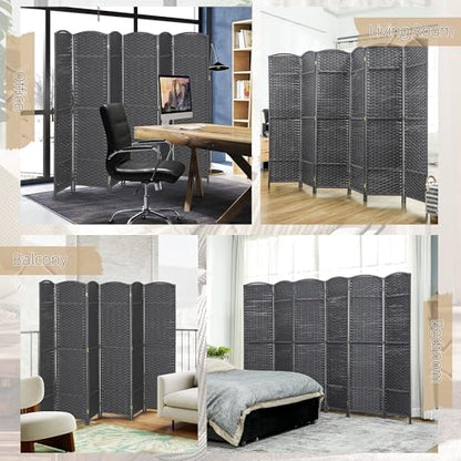HOMCOM Room Divider 6 Panel Folding Privacy Screen 5.6' Tall Charcoal Gray | Freestanding Partition, Home Office, Bedroom - color: Charcoal Gray, size: 6 Panel
