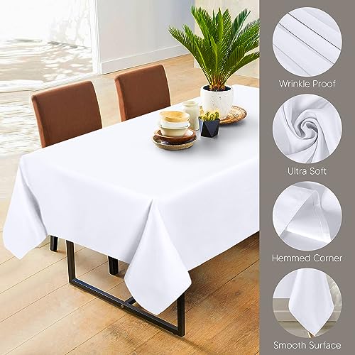 Utopia Kitchen Rectangle Table Cloth 1 Pack [60x102 Inches, White] | Tablecloth Machine Washable, Polyester Table Cover for Dining, Buffet Parties, Picnics, Events, Weddings and Restaurants - color: White, size: 1 Pack 60x102 Inch Tablecloth