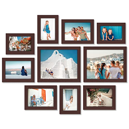 Americanflat Set of 10 Picture Frames with Shatter-Resistant Glass - Gallery Wall Frame Set with Two 8x10, Four 5x7 and Four 4x6 Frames - Signature Collection - Mahogany - color: Mahogany, style: 10 Pack
