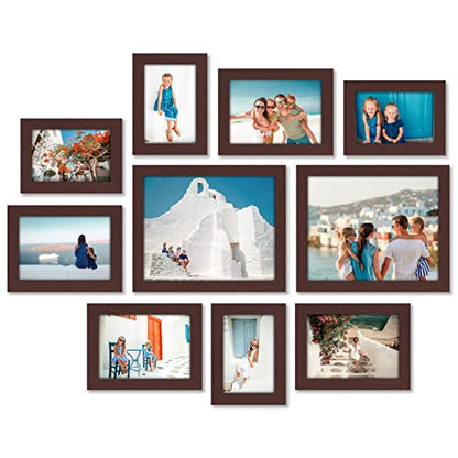 Americanflat Set of 10 Picture Frames with Shatter-Resistant Glass - Gallery Wall Frame Set with Two 8x10, Four 5x7 and Four 4x6 Frames - Signature Collection - Mahogany - color: Mahogany, style: 10 Pack