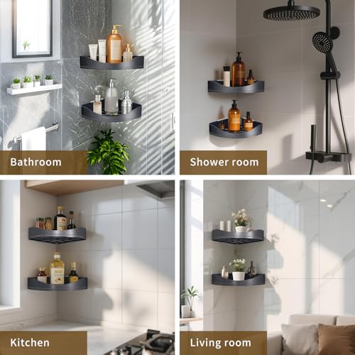 Corner Shower Shelves, Luxury Rustproof Shower Corner Caddy for Bathroom Kitchen Storage
